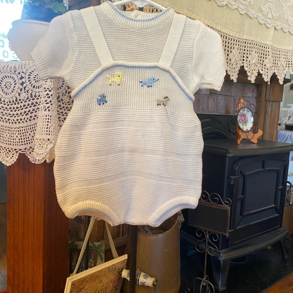 Vintage Nann-Knits by Nannette Infant Boys 2 piece Jon Jon size 18 months - Picture 2 of 16